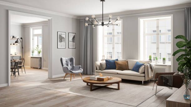 Scandinavian Style Cozy Living Room Interior Scandinavian style living room interior. apartment stock pictures, royalty-free photos & images